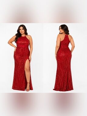 Royal Queen halter maxi sequin dress
